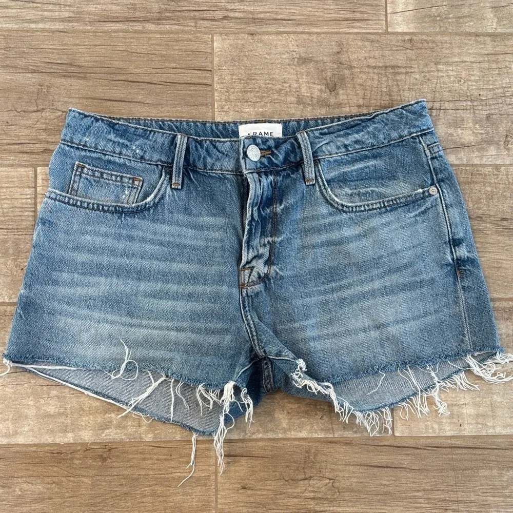 Frame Denim Women's Distressed Blue Jean Shorts - Picture 1 of 2